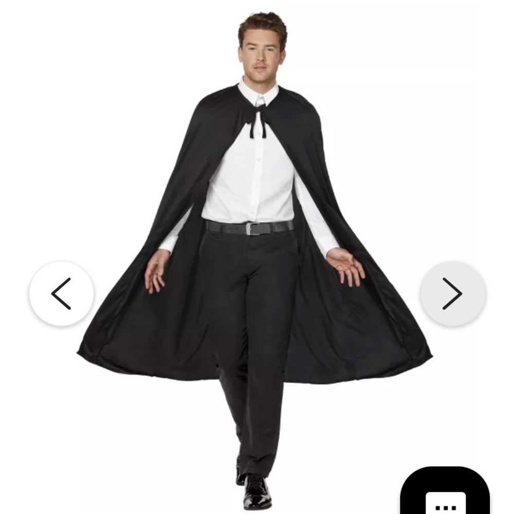 Basic Black Cape, perfect for Halloween Magician or Vampire ONE SIZE FITS MOST